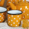 Emajliran lonček Polka dot v MUSTARD - RUMENI barvi 0,4L Isabelle Rose