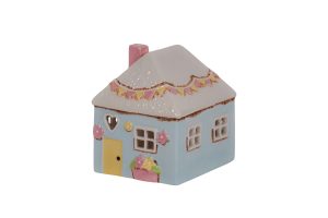 Keramična hišica v modri barvi - za čajno svečko 13,5 cm Isabelle Rose