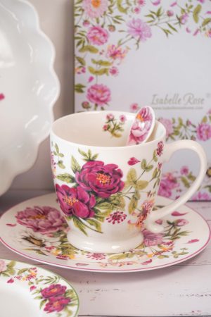 Porcelanasta skodelica Peony Bouquet 430 ml Isabelle Rose