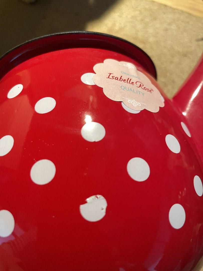 Emajliran čajnik Polka dot v RDEČI barvi 1L Isabelle Rose - Z NAPAKO - slika 6