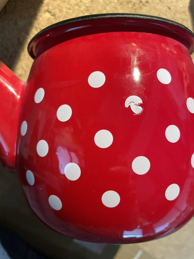 Emajliran čajnik Polka dot v RDEČI barvi 1L Isabelle Rose - Z NAPAKO - slika 4