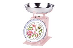 Retro kuhinjska tehtnica Peony v roza barvi 3 kg