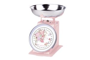 Retro kuhinjska tehtnica Flora v roza barvi 3 kg